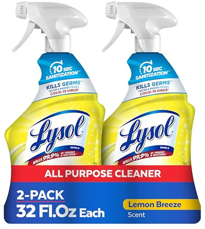 Lysol All Purpose Cleaner Spray, Multi-Purpose Disinfecting Spray, Kitchen & Bathroom Cleaner, Lemon Breeze Scent, 32 Fl Oz (Pack of 2)
