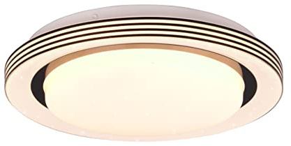 Reality Leuchten LED Deckenleuchte Atria R67042832, Kunststoff weiß/schwarz, inkl. 10,5 Watt LED, dimmbar, Fernbedienung, Starlight Effekt