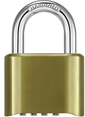 DAYGOS Outdoor Combination Padlock with 4 Digit Code, 52mm Heavy Duty Combination Lock for Gym Locker, [Weatherproof] Pad Lock with 8mm Steel Shackle for Garage, Gate, Shed, Fence, Warehouse - Gold