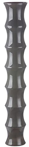 GILDE Glas Vase XL Bamboo - große Deko Bodenvase dunkel grau - Höhe 85 cm