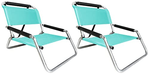 2 Stück Neso XL Strandkörbe, extra groß, wasserabweisend, mit Schultergurt und Einschubtasche, dünn zusammenklappbar (Seafoam, Regular)