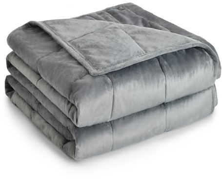 Topblan Gewichtsdecke Twin Size 6,8 kg, Gewichtsdecken für Erwachsene mit weichem, warmem Stoff zum Schlafen und Beruhigen, Erwachsene Schwere Decke für Schlafsofa, Grau, 121,9 x 182,9 cm