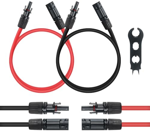 Solarkabel, 6mm² Solar Verlängerungskabel mit Einem Schraubenschlüssel, Verlängerung für Solarmodul pv Kabel, Berlängerungskabel Balkonkraftwerk (1m)