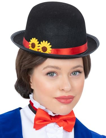 Smiffys Kit Viktorianische Nanny für Erwachsene, mit schwarzem Bowler und roter Fliege