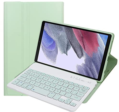 HLTOOP Custodia con Tastiera per Samsung Galaxy Tab A7 Lite 8.7 2021 (SM-T220/T225), Tastiera Wireless Rimovibile Retroilluminata A 7 Colori per Galaxy Tab A7 Lite 8.7 Pollici Versione 2021,Verde