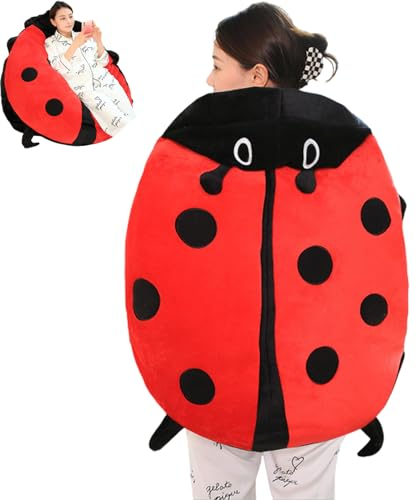 Hokuto Marienkäfer Kissen Zum Anziehen, Big Bug Pillow Marienkäfer, Riesiges Tragbares Marienkäferkissen Luvvybug Plüsch (100CM)