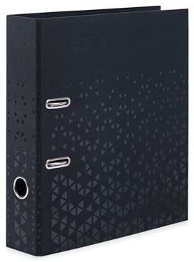 HERMA Ordner A4 Farbe Schwarz Set, 5 Stück, 7 cm breit, Kinder Ringordner mit Muster, einfarbiger Aktenordner mit glänzender Veredelung und Innendruck für Jungen und Mädchen