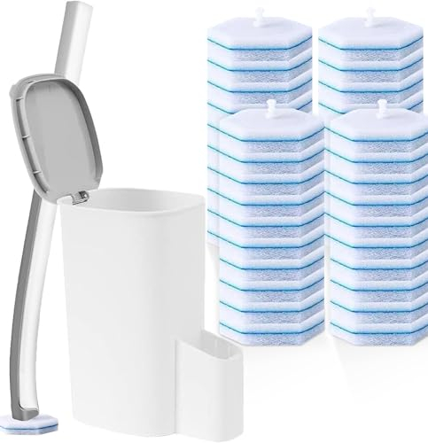Toilet Wand Kit, Disposable Toilet Brush with Holder Toilet Cleaning System with 40 Toilet Wand Replacement Heads for Bathroom Cleaning