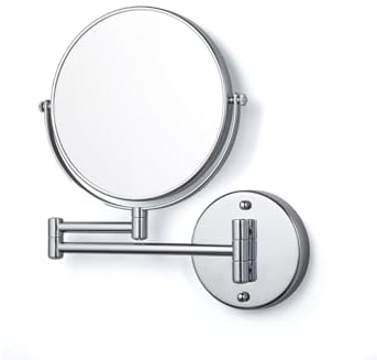 tesa schwenkbarer Kosmetikspiegel VISIOON mit 5-facher Vergrößerung - doppelseitiger Schminkspiegel zur Wandmontage - Befestigung ohne Bohren auf Fliesen, Metall und weiteren Untergründen - 30 x 48 cm