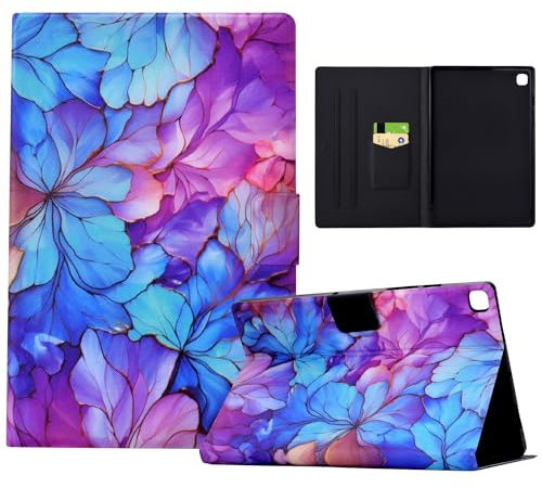 TEDTIKJT Carcasa Funda para Samsung Galaxy Tab A 10.1 2019 (SM-T510/T515),PU Cuero Tablet Cover con Función Soporte y Ranura para Tarjetas para Tablet Galaxy Tab A 10.1 2019 Funda, Pétalos Azules