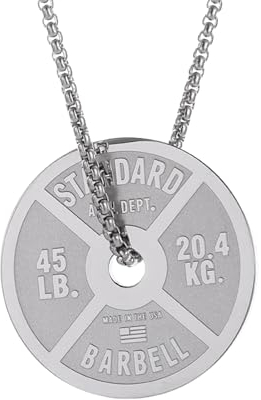 LHJHZDJC Halskette Mode Unisex Männer Manschettenknopf Anhänger Halskette Hantelscheibe Bodybuilding Fitness Sport Fitnessstudio Workout Schmuck Schmuck Geschenk