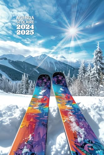 Agenda scolaire 2024-2025 Ski: Collège, lycée, étudiant - 2 jours par page - Format 15,24 x 22,86 cm (proche A5) - Garçon, fille - Original - Ski alpin, montagne, sports d'hiver