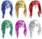 FUIPVGI 6 Stücke Lametta Perücken Foil Tinsel Perücken, Glänzende Party Perücke, Glänzende Cosplay Perücke Damenperücke Accessoire, Halloween Karneval Weihnachten Cosplay (Mehrfarbig) (Mehrfarbig)