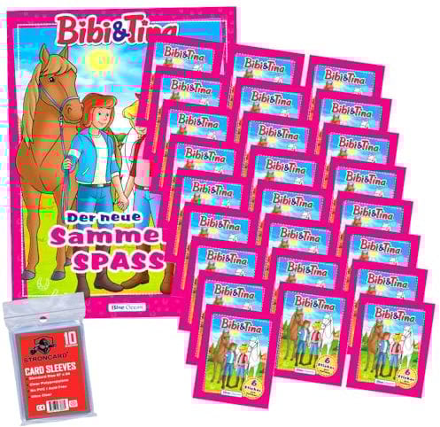 Bundle mit Blue Ocean Bibi & Tina Sticker Serie 2 - Pferdesticker Sammelsticker (2024) - Exklusive STRONCARD Hüllen - Auswahl (1 Album + 25 Tüten)