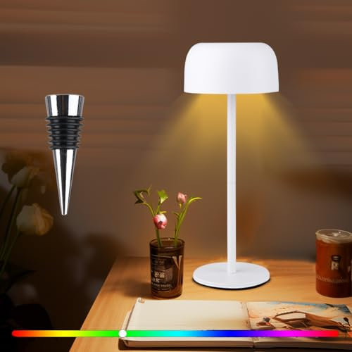 3in1 LED Flaschenleuchte max. 30.5cm hoch, Mini Dimmbare Akku Tischlampe Outdoor für Schlafzimmer, Balkon, Patio, Terrasse (Weiß)