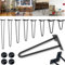 XMTECH 4er Set Hairpin Legs Tischbeine 35cm mit 2-Stange Bein Schwarz, Haarnadel Möbelfüße mit Bodenschoner und Schrauben, DIY Tischkufen Haarnadelbeine