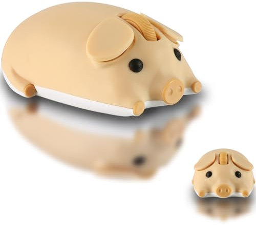 LIKE SHOW Kabellose Maus Bluetooth 5.1+2,4GHz USB Niedlich Cartoon Leise Funkmaus, Wireless Mouse für Kinder Mädchen, Links- und Rechtshänder, Kompatibel mit PC,Computer, Mac, Laptop (Geschenk Gelb)
