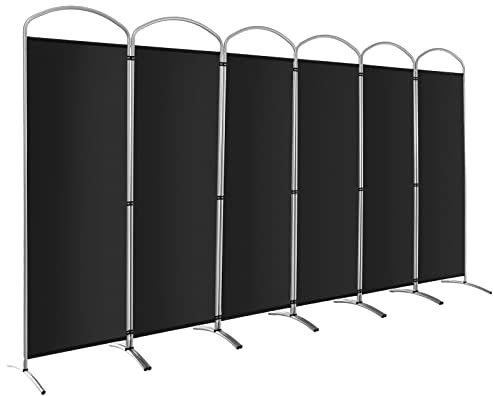 LIFEZEAL Klappbar Raumteiler mit 6 Paneelen, Freistehend Paravent, Sichtschutzwand Trennwand 331 x 188 cm, Stellwand für Haus, Büro, Wohnzimmer (Schwarz)