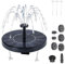 Solarspringbrunnen Aussen,1.5W VogelBad Solar Brunnen für Draussen klein DIY Solar Springbrunnen für Außen mit 8 Fontänenstile, Gartenbrunnen Solar, für Vogelbad Garten Teich Außenbereich (A)