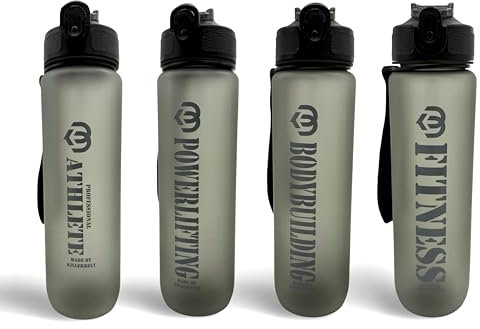 KillerBottle Premium Kunststoff Wasserflasche - Bodybuilding - Fitness - Powerlifting - Athlete - 1000ml - BPA frei (Bodybuilding)