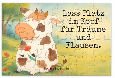 Mr. & Mrs. Panda Puzzle Kuh Design 24 Teile - Geschenk, 1000, Geduldspiel, 300, Bauernhof, Kühe, 2000, Motivtion, Magie, Spruch, Puzzlespiel, Hof