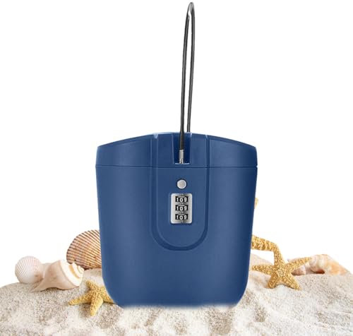 2L Portable Anti-Theft Lock Box, Beach Safe with Numbers Lock, Beach Safe for Chaining Your Valuables, Security Lock Bag, Mobile Travel Safe for Camping, Travel, Shopping