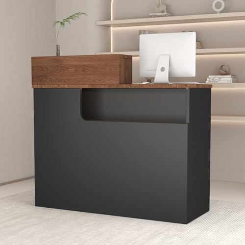 Heliosrider Banco di ricezione e cassette di ricevimento – Banco con ripiani aperti, banco reception in legno per parrucchiere, beauty studio, negozio, supermercato, casse (con Drawer B)