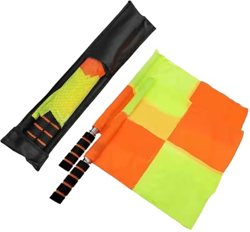 2pcs Fußball -Schiedsrichter -Flaggen, 15 x 13 Zoll wasserdichte Fußballflaggen mit 18 Fahnenmast und Aufbewahrungstasche für Sportspiele, offizielle Ereignisse
