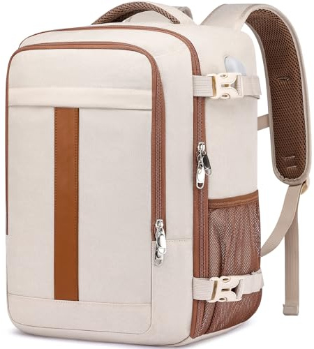 Handgepäck Rucksack 40x20x25 für Ryanair 20L Klein Reiserucksack für Damen Handgepäck Rucksack für Flugzeug Handgepäck Tasche Laptop Rucksack 14 Zoll mit USB Ladeanschluss Reisetasche für Frauen,Beige
