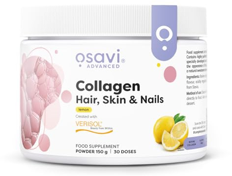 Osavi Collagen Hair, Skin & Nails – 150 g Powder | 30 Doses | Lemon Flavor | VERISOL® Collagen Peptides for Hair Thickness, Skin Elasticity & Nail Strength | Reduces Wrinkles & Cellulite
