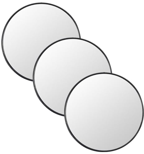 Angoily Lot de 3 Miroirs Grossissants à Ventouse Noirs 9 Cm – Grossissements 5X, 10x et 15x – Miroir de Maquillage Compact pour Salle de Bain, Maison et Voyage, Accessoires Multifonctions