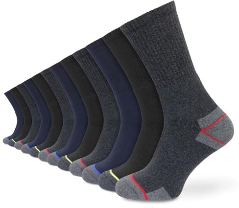 Socksmad Men’s Work Socks 12 Pack – Thick Cushioned Boot Socks with Padded Sole – Heavy Duty, Durable & Comfortable for Steel Toe Boots – Ideal for Builders, Mechanics, Engineers