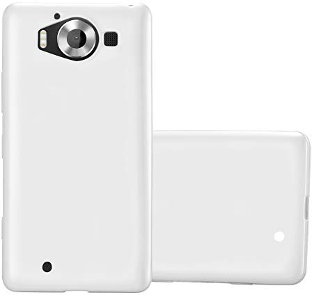 Cadorabo Hülle kompatibel mit Nokia Lumia 950 Schutzhülle TPU Silikon Case Metallic Design Slim Kratzfest Weiche Gummi mit Rundumschutz Case Hülle für Nokia Lumia 950 in Silber
