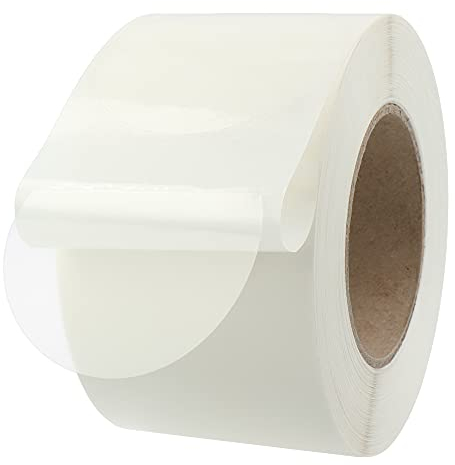 Verschlussetiketten transparent - Ø 75 mm - 1.000 Klebepunkte auf 1 Rolle(n), 40 mm Kern, Polyethylen selbstklebend
