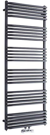Milano Bow Anthracite D Bar Middle Connection Heated Towel Rail - 1533mm x 600mm