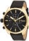 Diesel Herrenuhr Ms9 Chrono, Quarzwerk, 48mm goldenes Edelstahlgehäuse mit Lederarmband, DZ4516