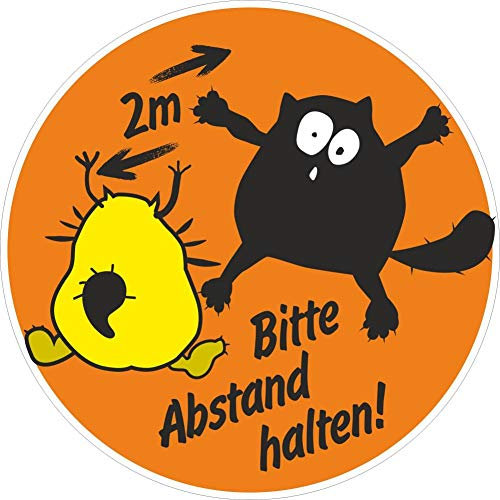 Aufkleber rund: Bitte 2m Abstand halten - Motiv Comic 1 - Aufkleber - Durchmesser 10cm