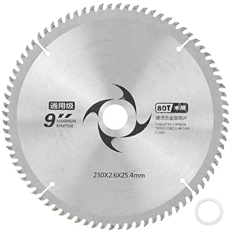 Circular Saw Blade, 9 Inch Ultra‑High Strength Carbide Circular Saw Blade Universal Model Cutting Disc for Woodworking (80T)