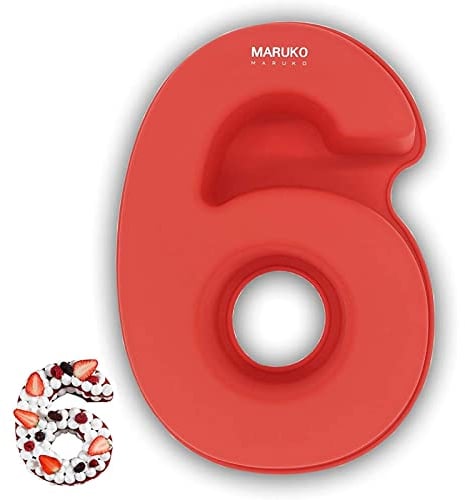 Number Cake Tins Silicone, Number 6 Cake Tin Mould, 10 inch 3D Large Silicone Number Cake Moulds, Baking Pans for Birthday and Anniversary, BPA Free, Non-Stick