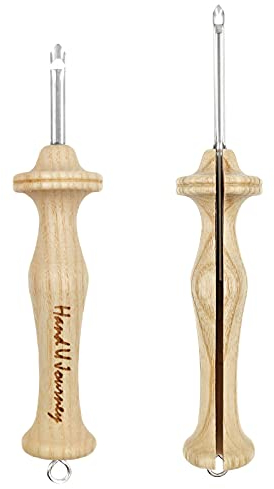 Wool Queen 2 Größen Holzgriff Punch Nadel Teppichhäkeln Werkzeug Set-8# Fine & 10# Regular