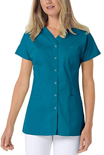 CLINIC DRESS Kasack Damen 1/2 Arm Druckknöpfe mit Brusttasche Seitentaschen Seitenschlitze 95° Wäsche