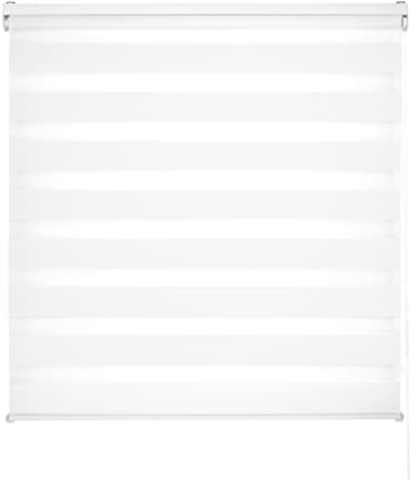 Blindecor Lira doppelrollo - duo rollo tag und nacht Weiß - 140 x 180 cm (Breite x Länge) | Stoffgröße 137 x 175 cm | Fensterrollo zebra
