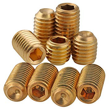 Dreneco Tornillos de Fijación Hexagonales de Punta Copa Pernos Allen Tornillo Sin Cabeza de Latón (M5*10mm,10 pcs)