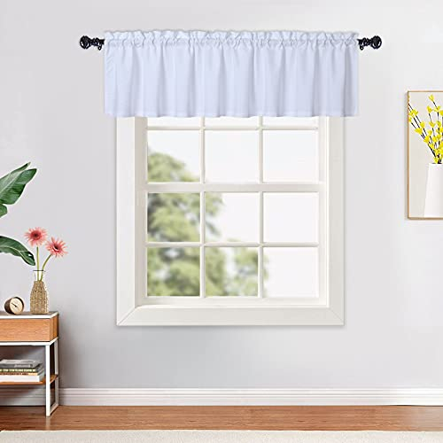 CAROMIO Wasserabweisende Scheibengardinen Modern Halbe Cafe Küchen Scheibengardinen Geprägte Musterstruktur Kurzgardine Kurzstores für Kleinfenster Vorhang Kurz, 1 x B 152 cm x H 38 cm, Weiß