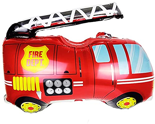 ballonfritz® Feuerwehrauto Ballon - XXL Luftballon 85x80x25cm als Geburtstagsgeschenk, Party-Deko oder Überraschung für den Kindergeburtstag