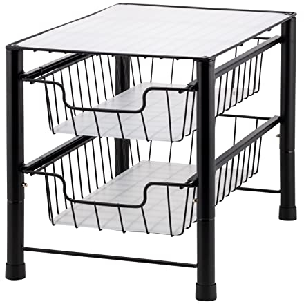 bremermann Schubladenregal 2 Auszüge, Küchenregal mit Auszug, Etagenregal (Black)