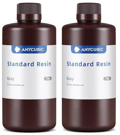 ANYCUBIC Standard 3D Printer Resin, LCD UV 405nm Rapid Photopolymer 3D Resin for 6K/8K/12K/14K LCD 3D Printers(2000g, Grey)