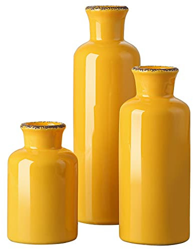 CWLWGO Ceramic Vase Set,Set of 3 Small Vases,- Modern Decorative vase,Suitable for Shelf Decor,Fireplaces Decor,Bookshelf, Living Room Table Décor,Fireplace & Entrance Decor。…