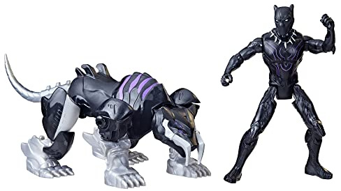 Marvel Mech Strike Mechasaurs, 4-Inch Black Panther with Sabre Claw Action Figures, Super Hero Toys for Kids Ages 4 and Up