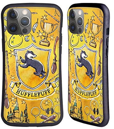 Head Case Designs Offizielle Harry Potter Hufflepuff Muster Deathly Hallows XIII Hybride Handyhülle Hülle Huelle kompatibel mit Apple iPhone 14 Pro Max
